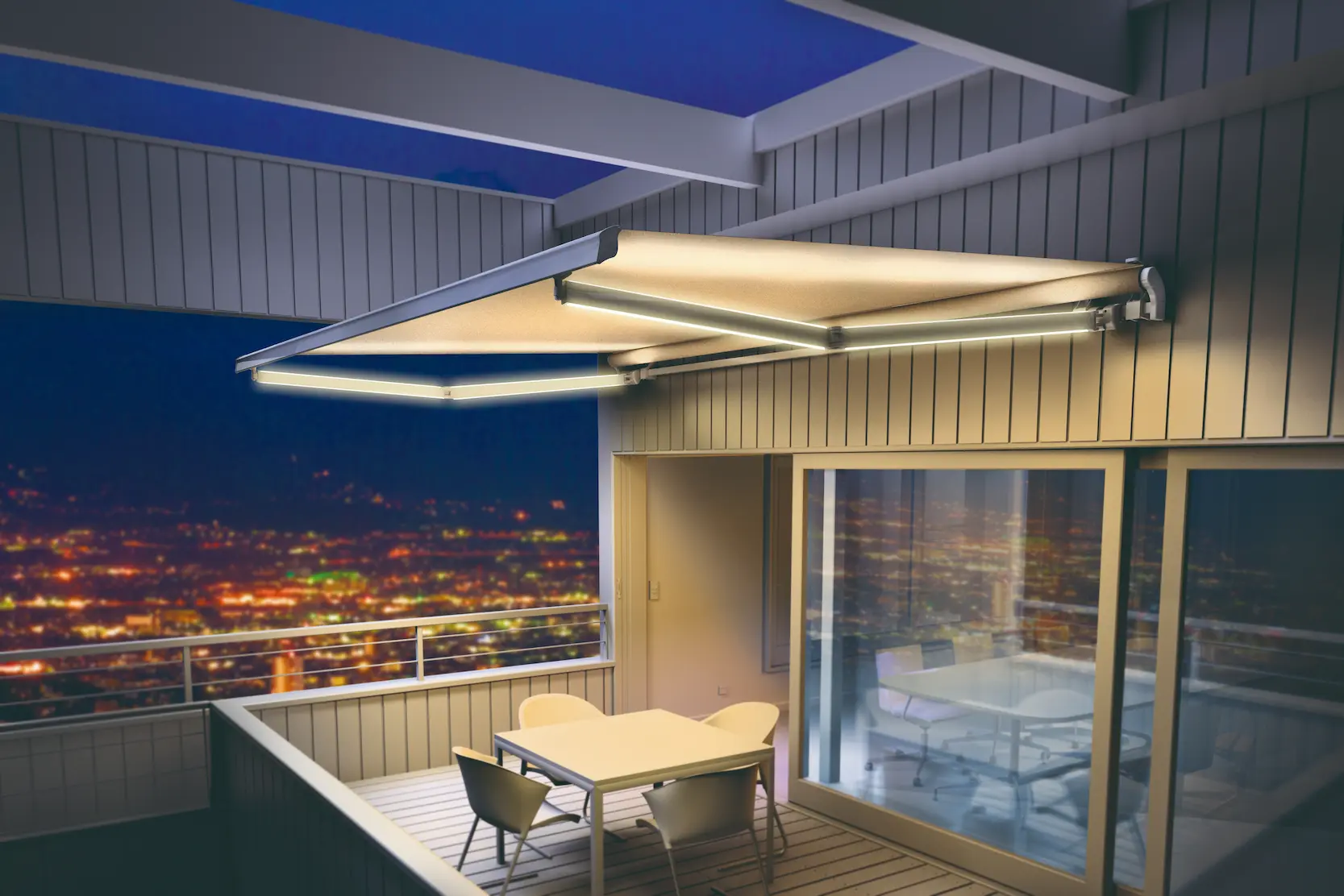 Terraza con toldo