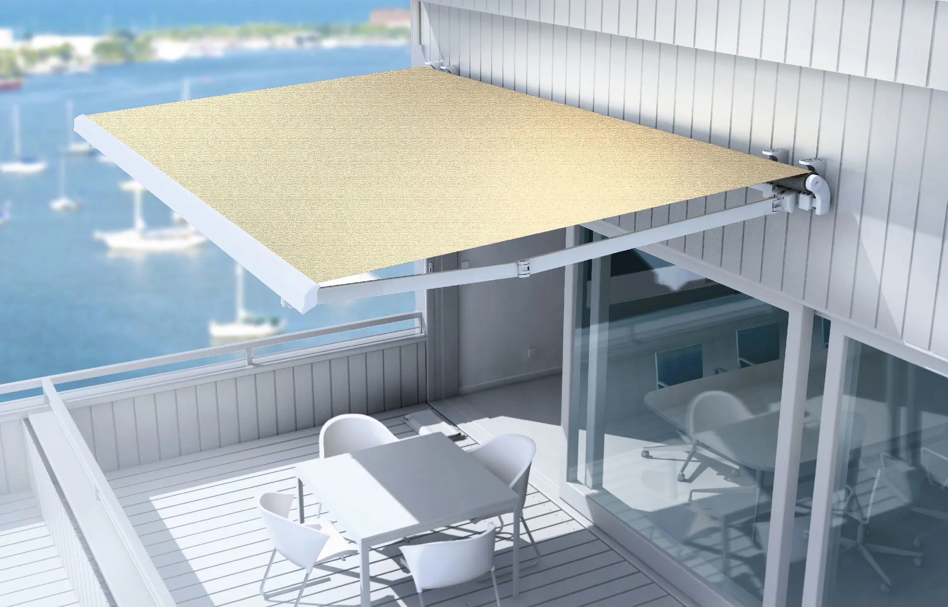 El toldo de proyección Verona de Gabín ideal para terrazas, patios y jardines grandes.
